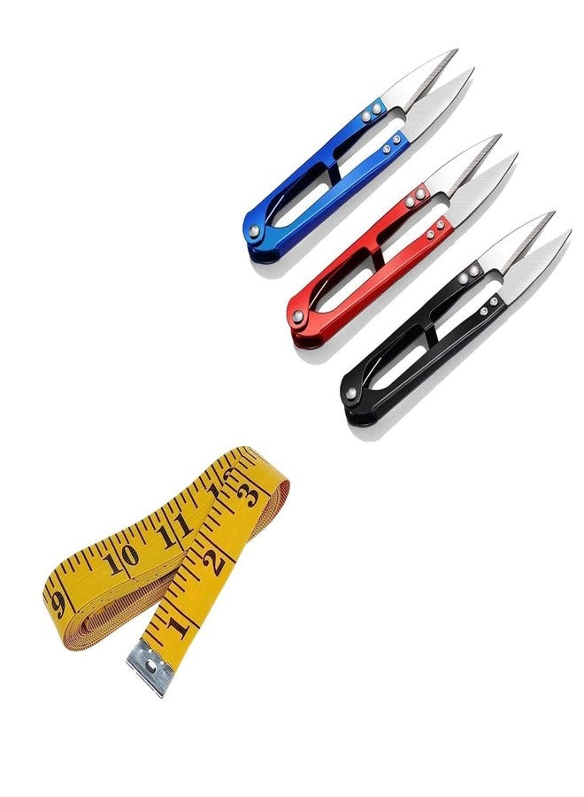 مجموعة GEMSY 4 في 1 | قاطع خيوط ثلاثي، شريط قياس 1 بوصة | تُستخدم للخياطة والتفصيل | مثالية للقياس، وتصميم الملابس، والأقمشة، والورق، والأعمال اليدوية، والقص، والأعمال المنزلية (المجموعة 1)